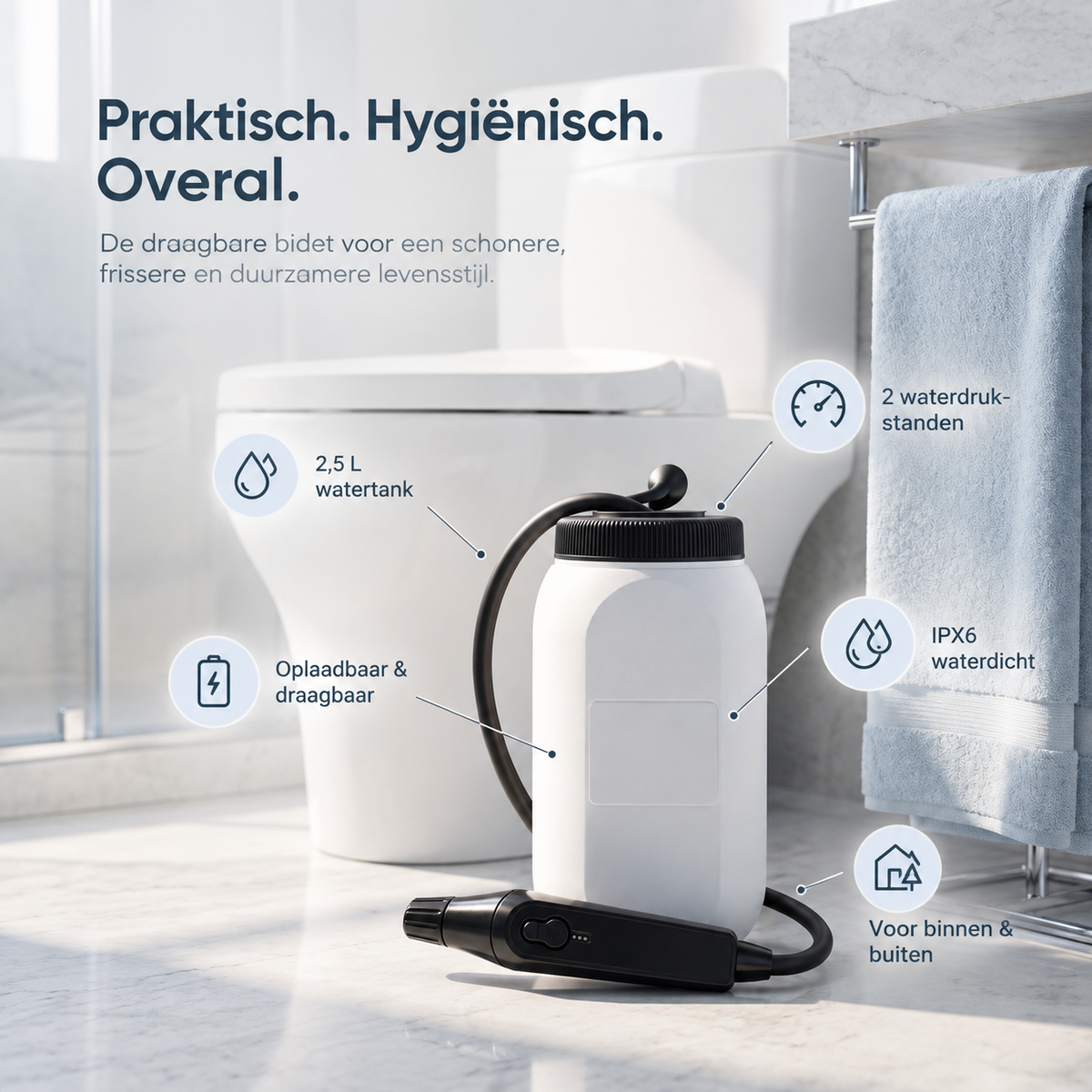 Hypro® Premium Bidet | Frisse Hygiëne, zonder loodgieterswerk.