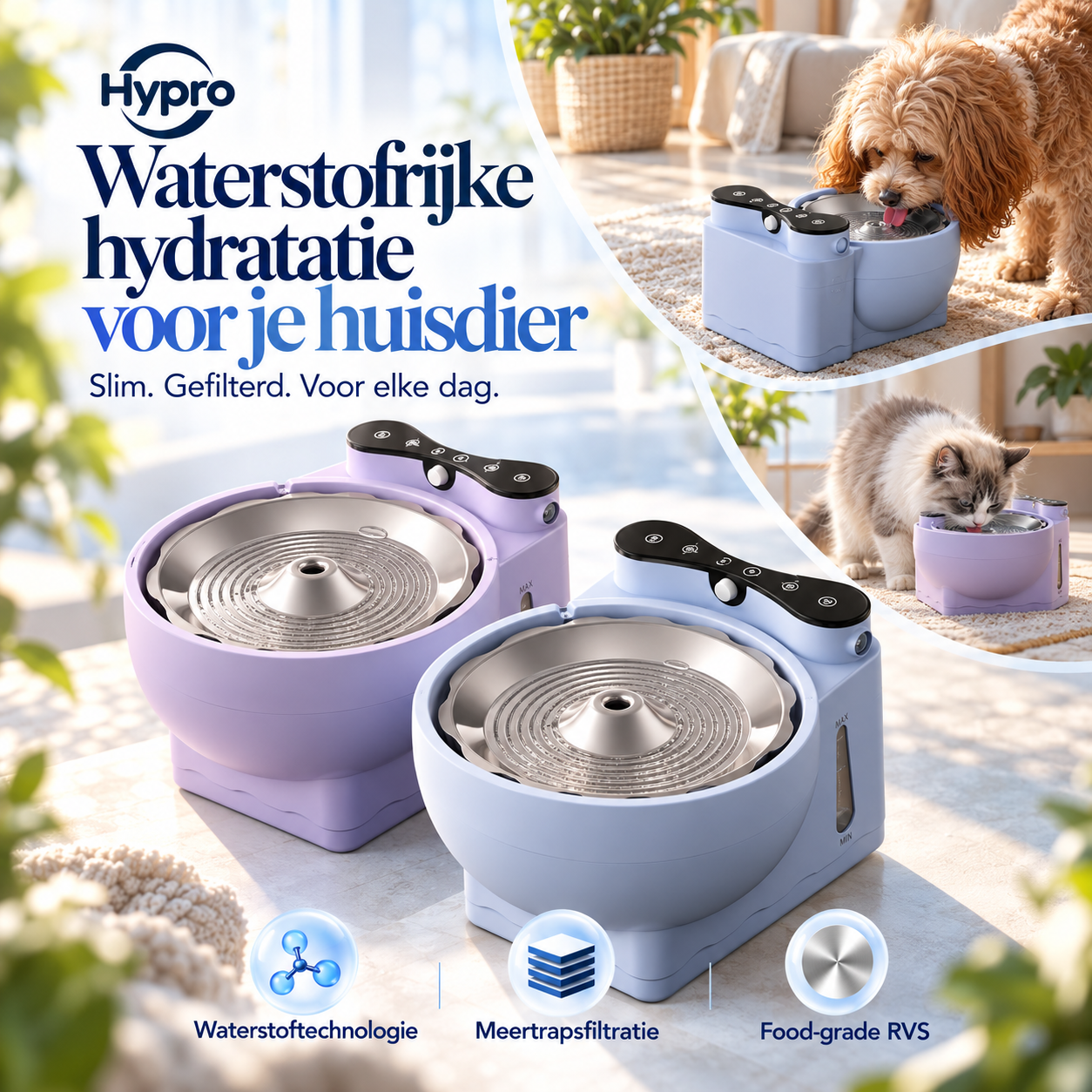 Hypro® Hydrogen Drinkfontein – Slimme Waterdispenser voor Huisdieren